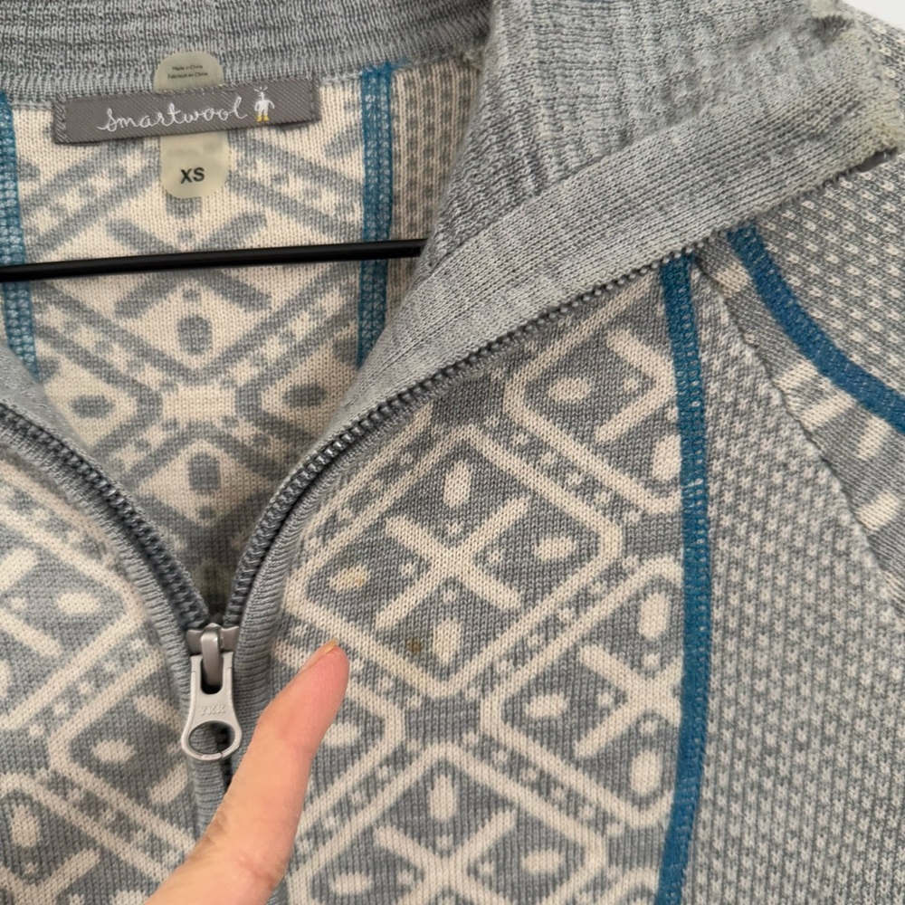 Smartwool XS Dacono Ski Full Zip Sweater Merino Wool Nordic Grey Hike Winter - Picture 2 of 7